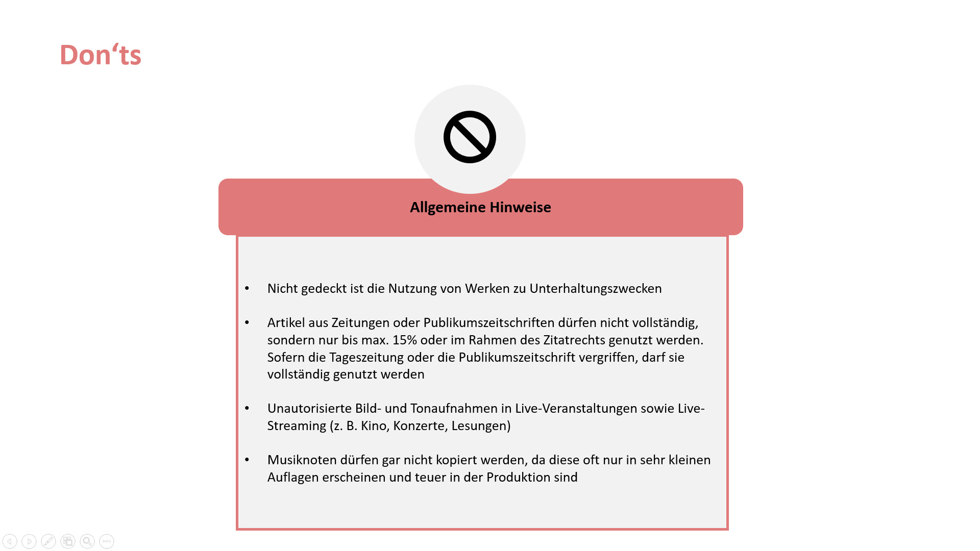 Don'ts im Urheberrecht